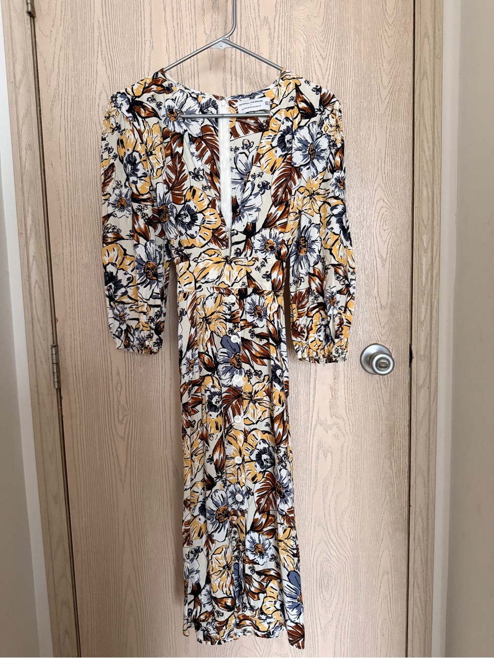 Faithfull the Brand x Anthropologie Yellow, White & Brown Floral Maxi Dress